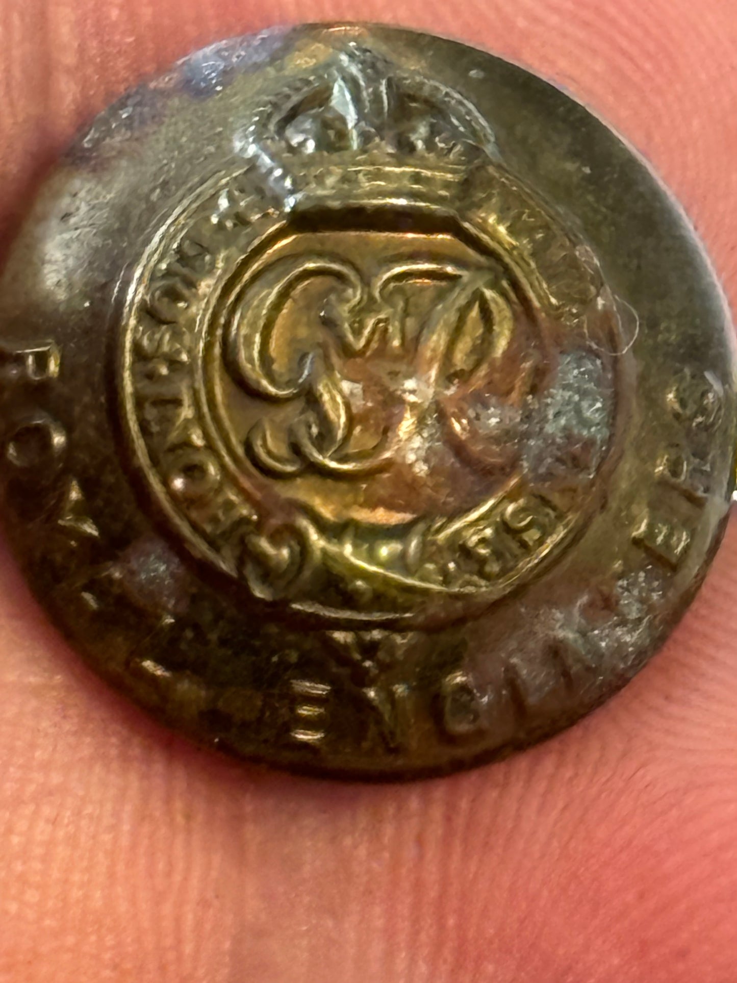 Royal Engineers - Button converted into Sweetheart Brooch