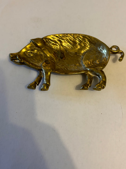 Vintage Brass Pig Ashtray