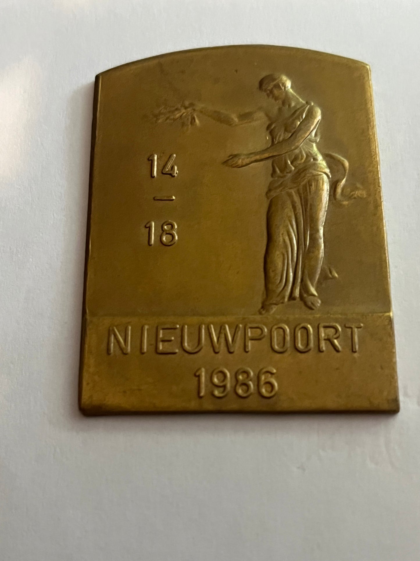 1986 - Commemorative medallion/plaque for WW1 - Nieuwpoort, Belgium (Flanders)