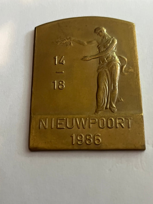 1986 - Commemorative medallion/plaque for WW1 - Nieuwpoort, Belgium (Flanders)