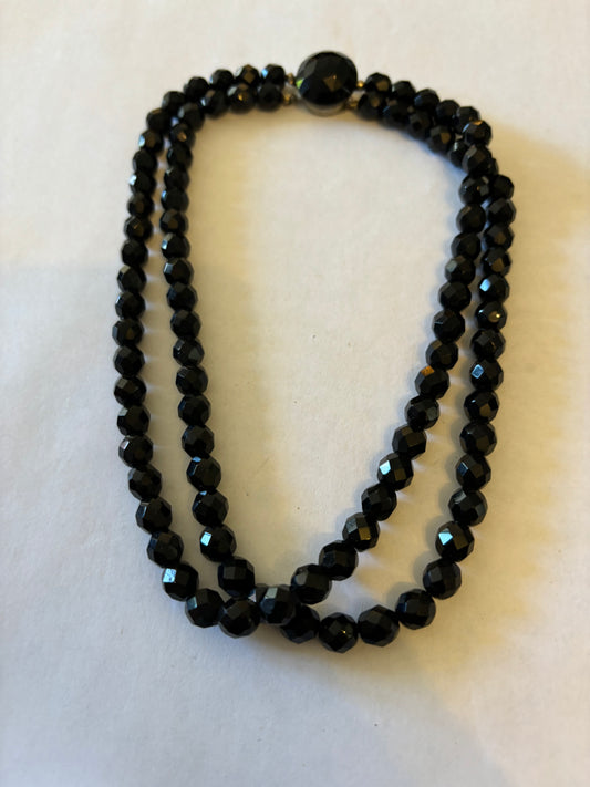 Double black crystal style bead necklace