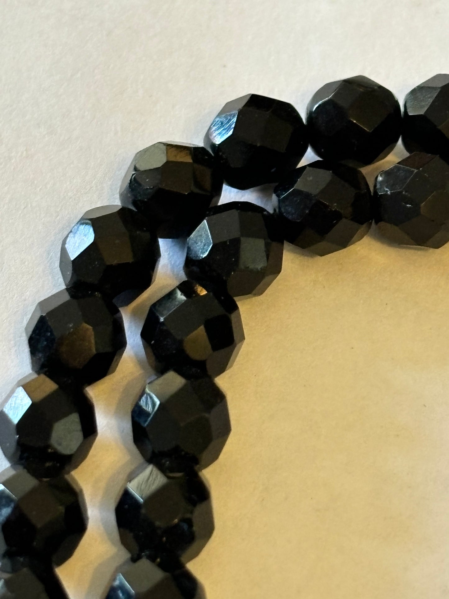 Double black crystal style bead necklace