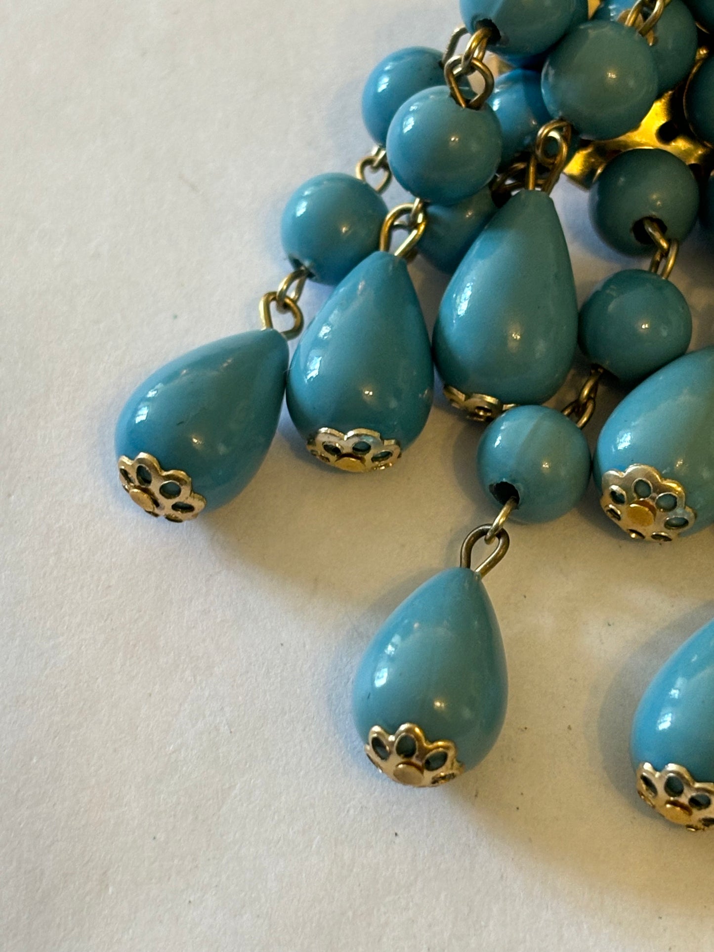 Turquoise beaded dangle brooch