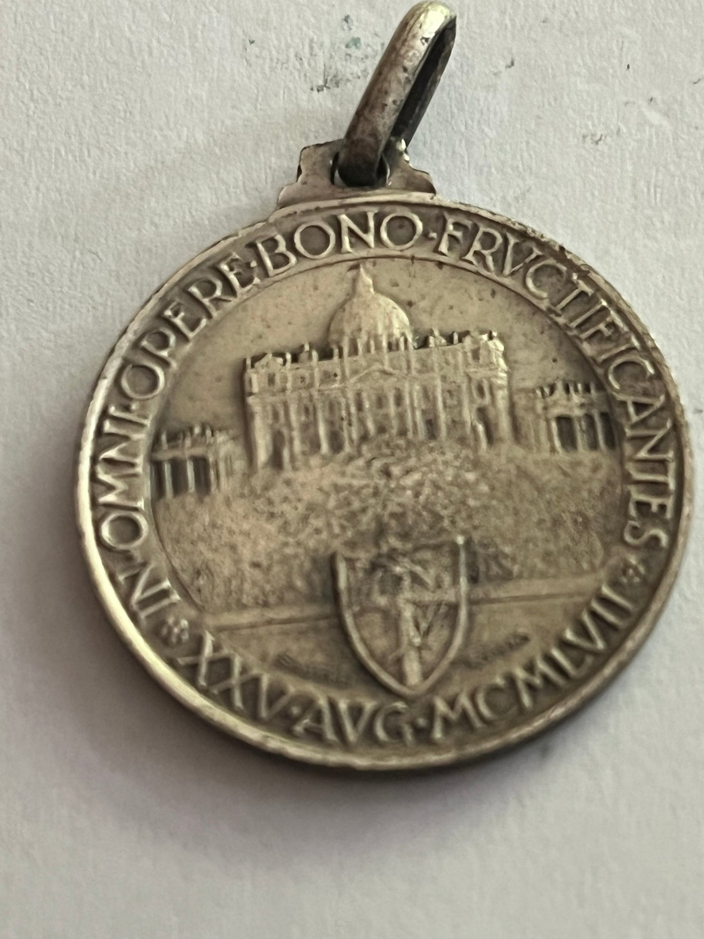 Silver Papal Pius XII medallion - 1957