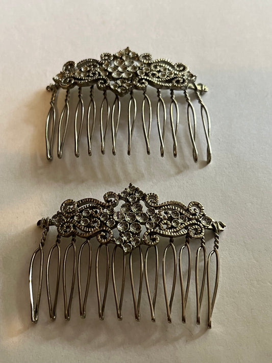 Pair of Silver Decorative Hair Slides