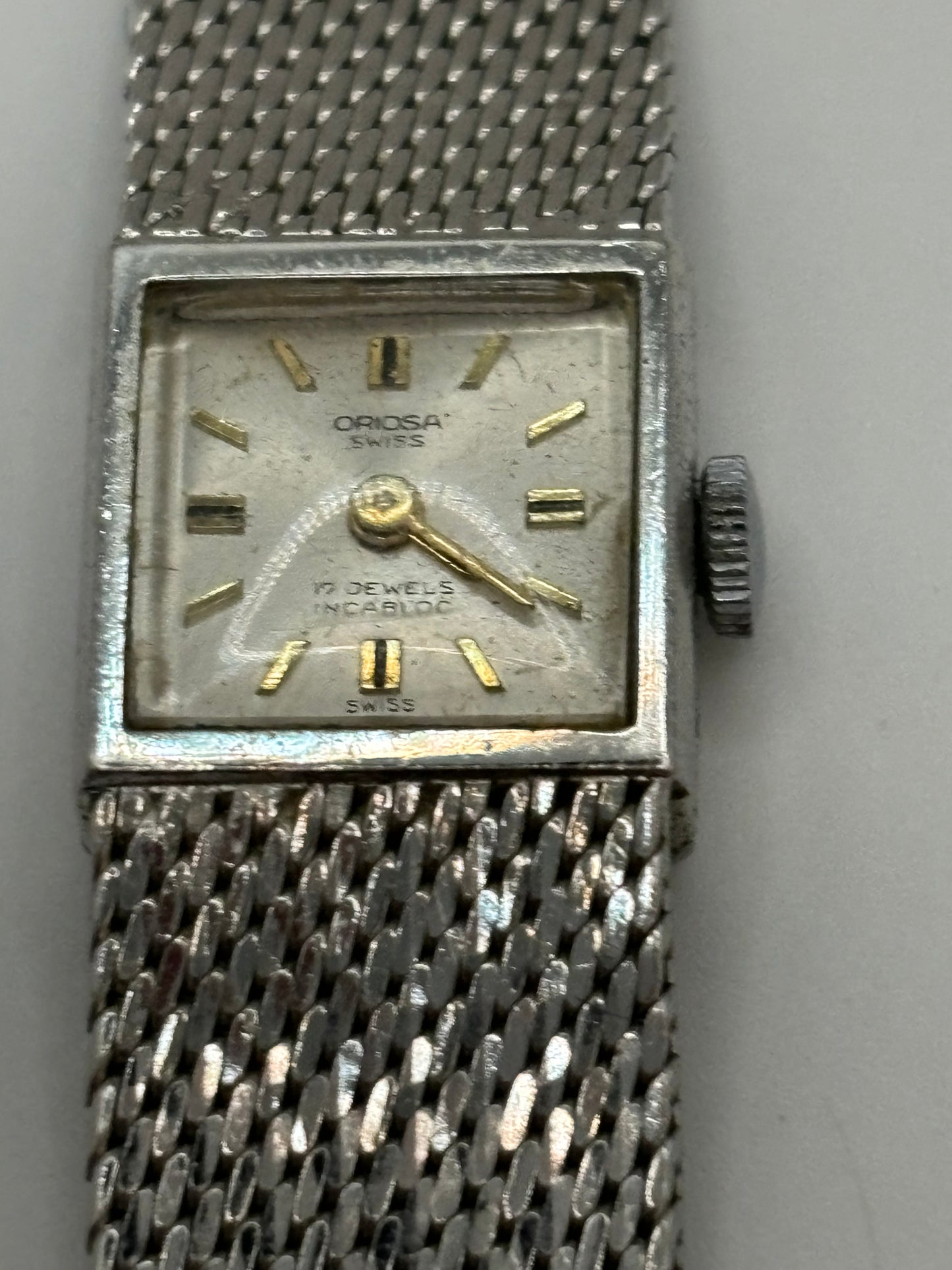 Vintage Oriosa Ladies silver belt strap manual watch - Working but untested