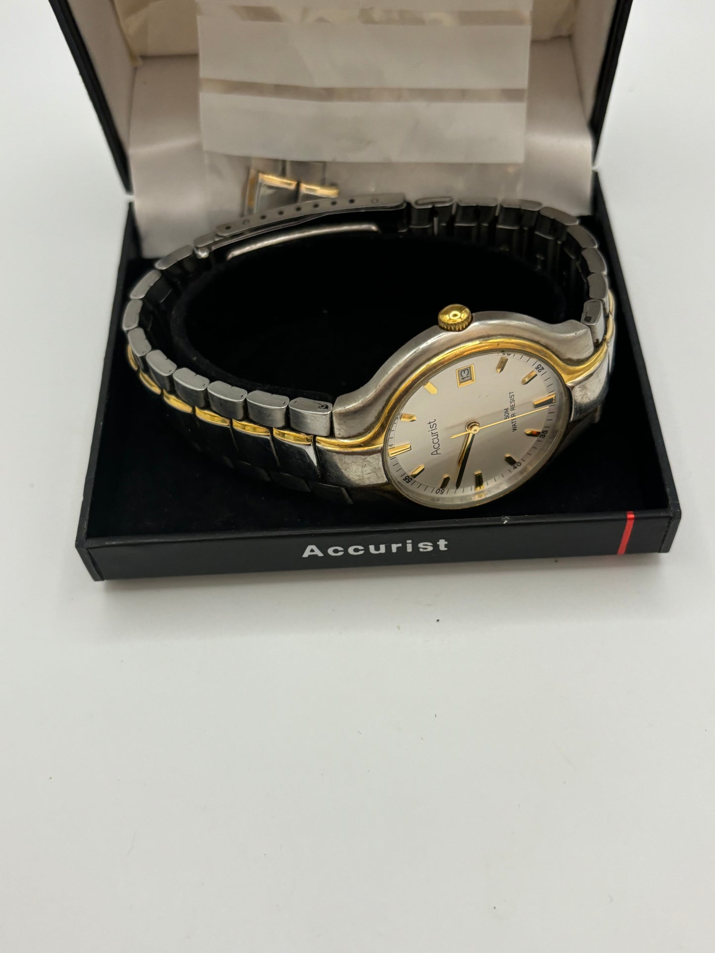 Accurist gold and silver gents wristwatch, boxed - Untested