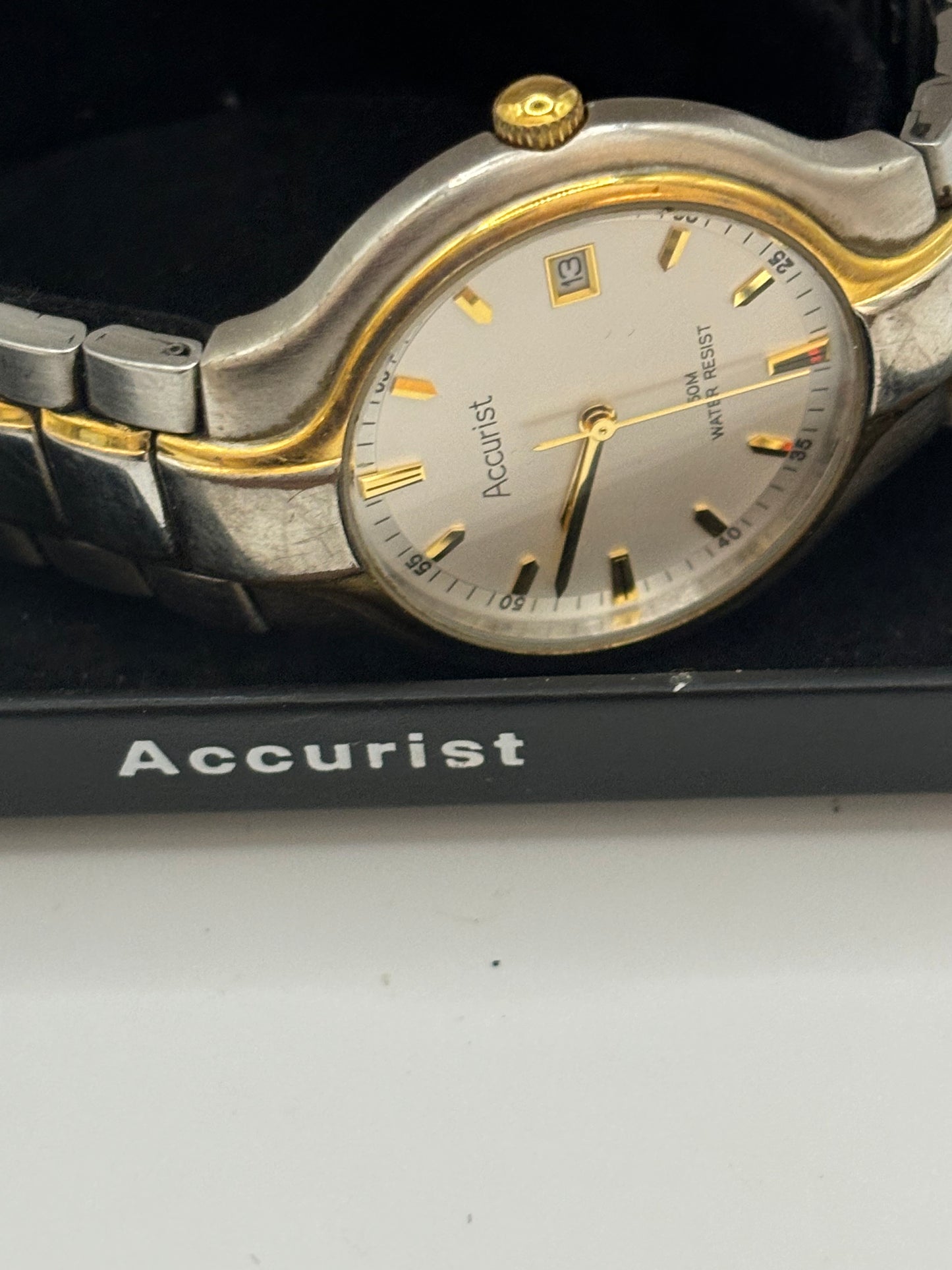 Accurist gold and silver gents wristwatch, boxed - Untested