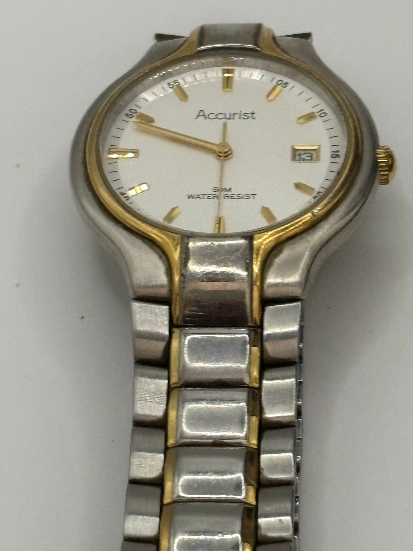 Accurist gold and silver gents wristwatch, boxed - Untested