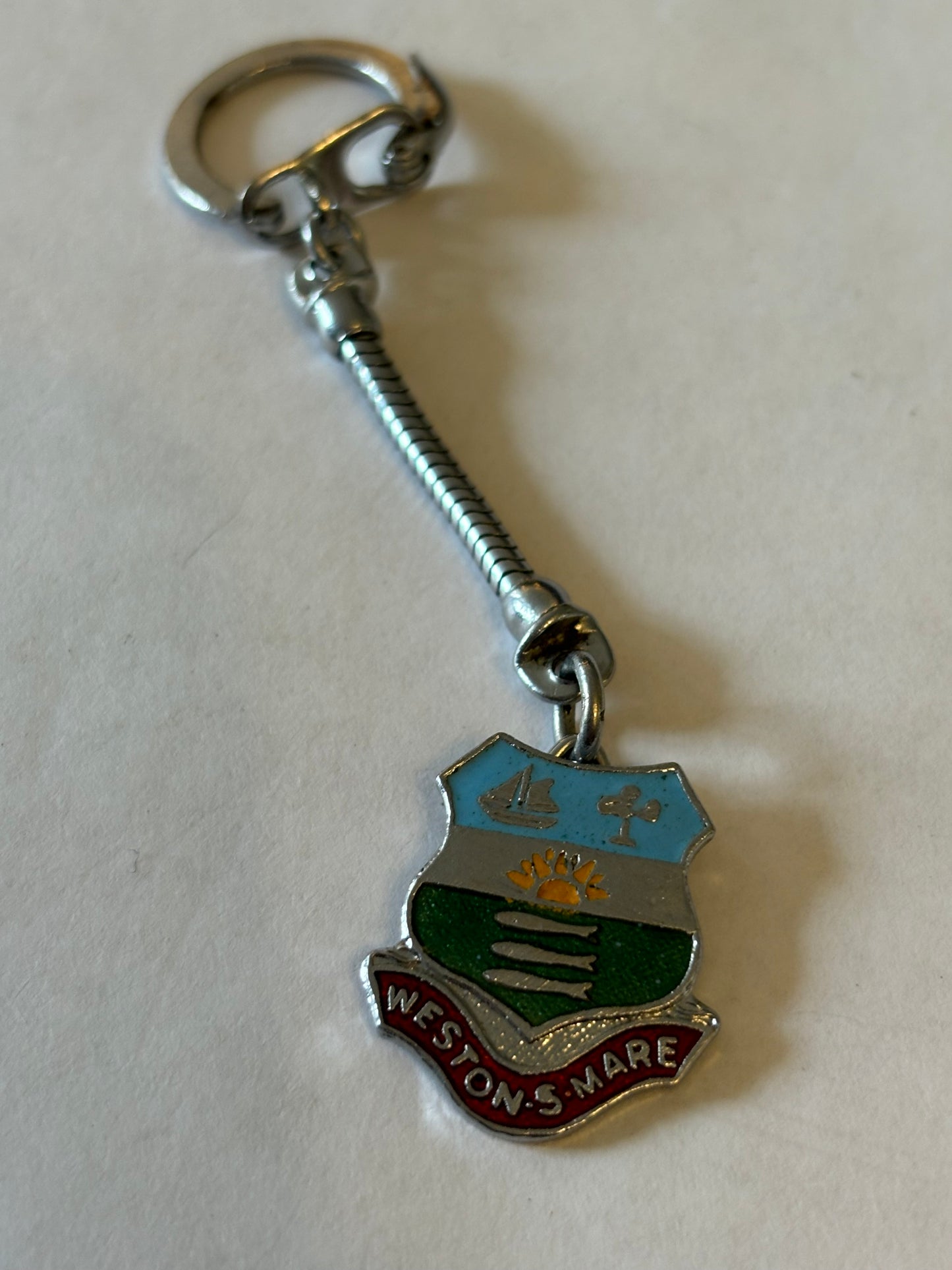 Weston-super-Mare silver metal keyring