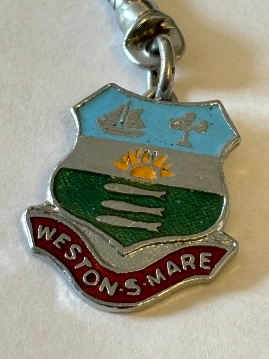 Weston-super-Mare silver metal keyring