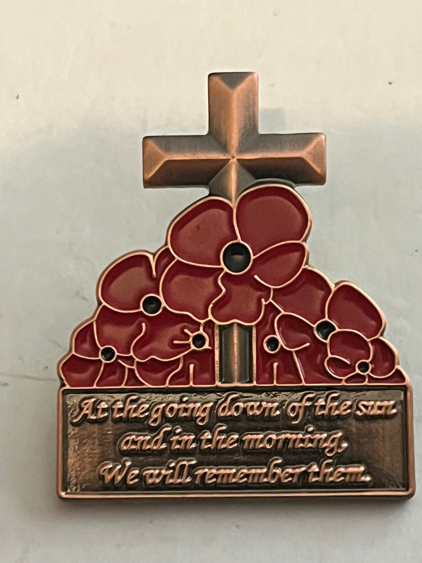 Cross and Poppies Remembrance Badge