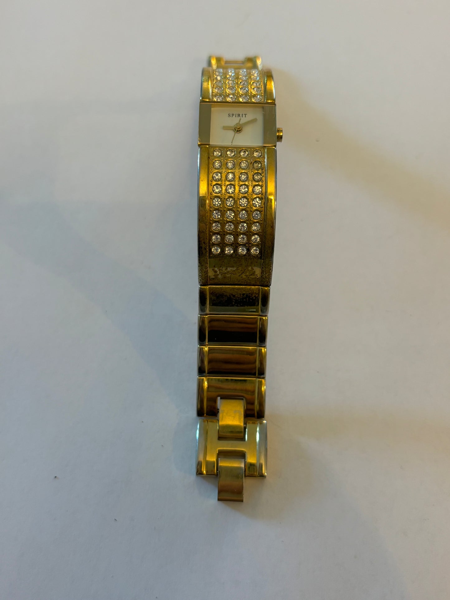 Spirit gold jewelled half bangle ladies watch - untested