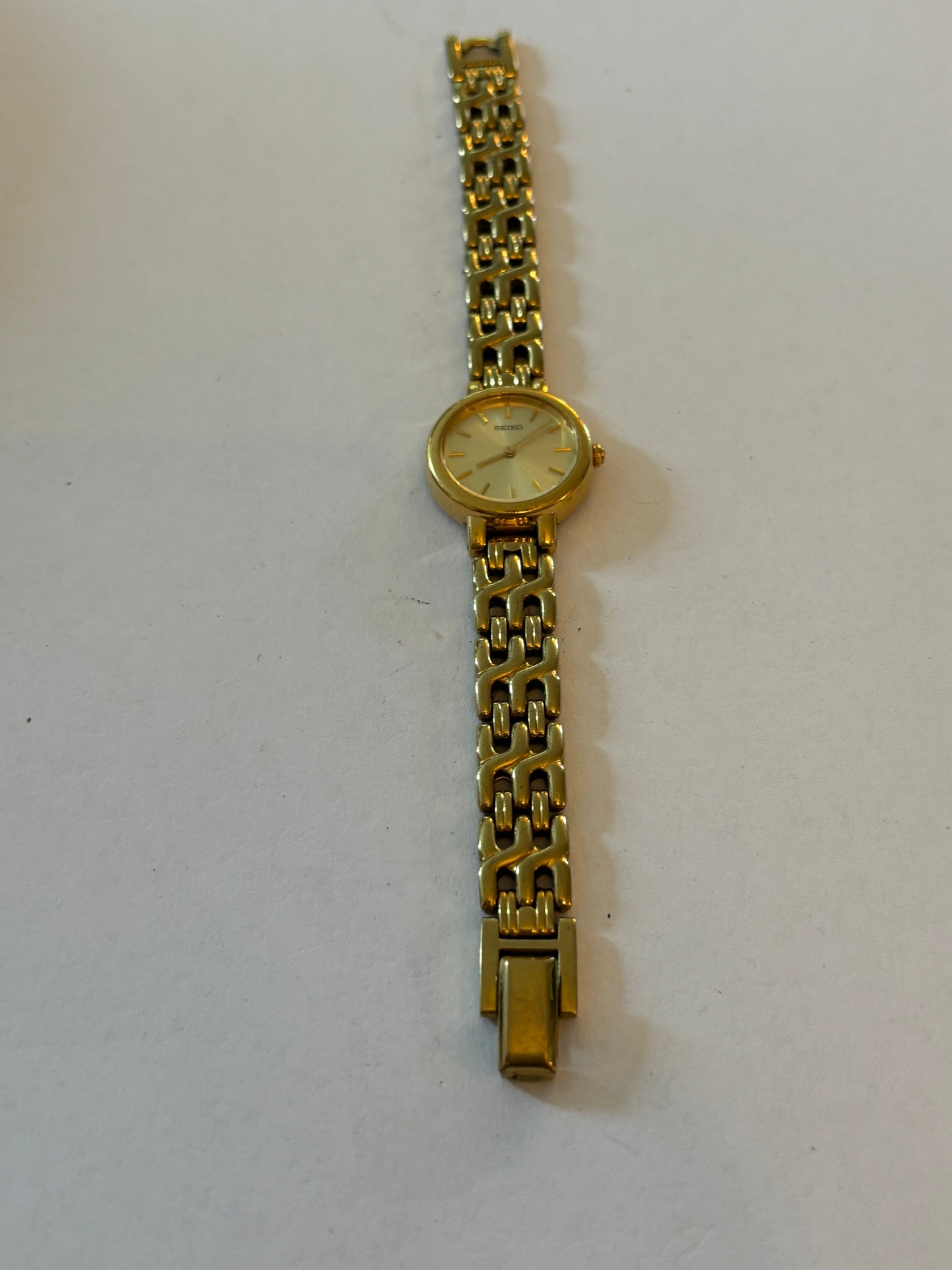 Seiko - Ladies gold metal link strap watch 1N00-1E09 - Untested