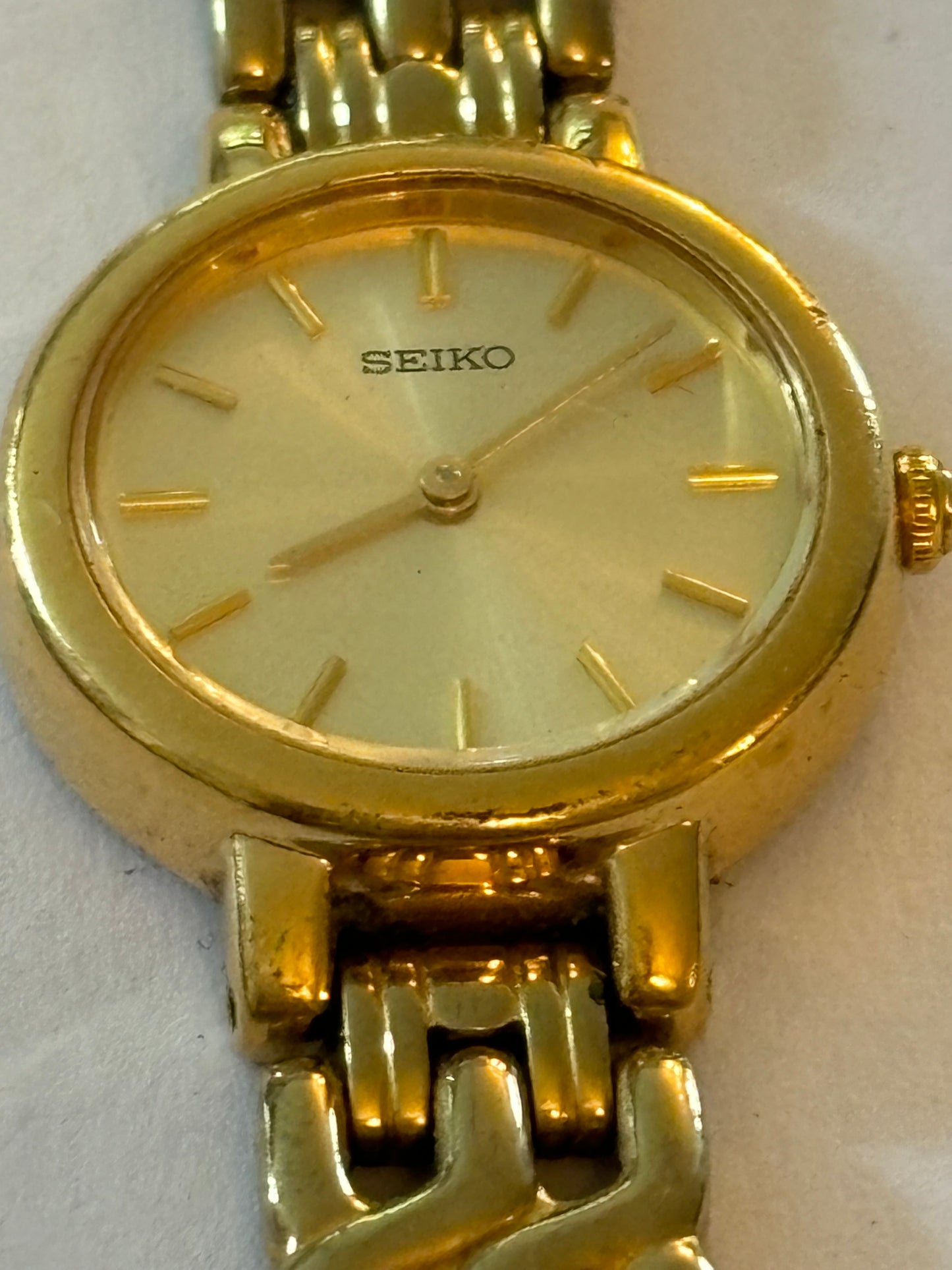 Seiko - Ladies gold metal link strap watch 1N00-1E09 - Untested