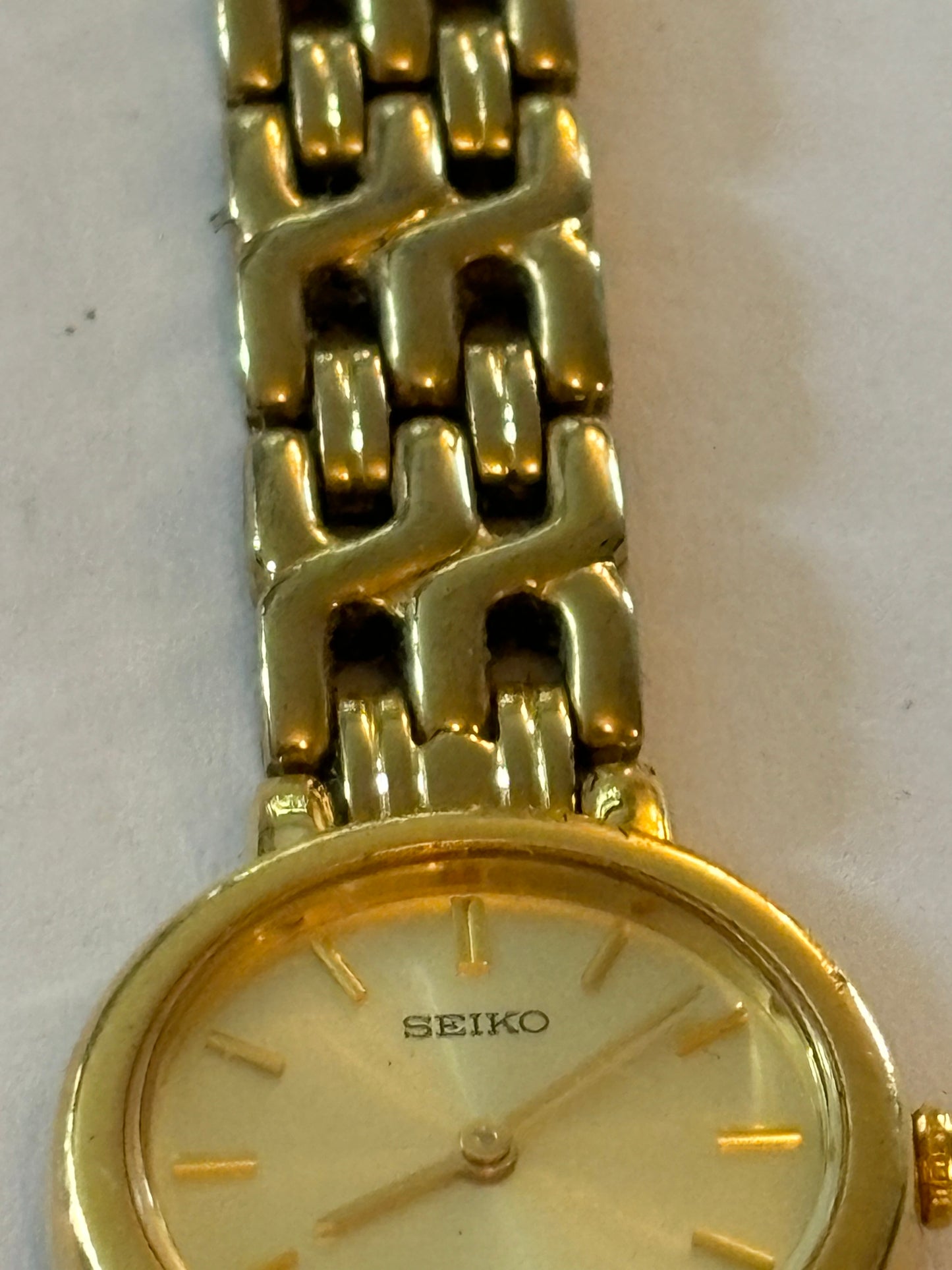 Seiko - Ladies gold metal link strap watch 1N00-1E09 - Untested