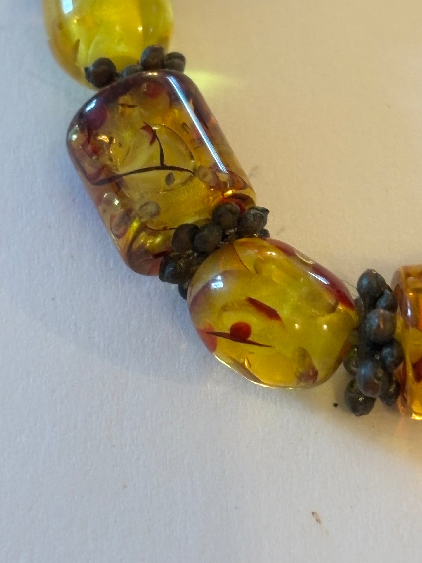 Yellow amber style stretch bead bracelet