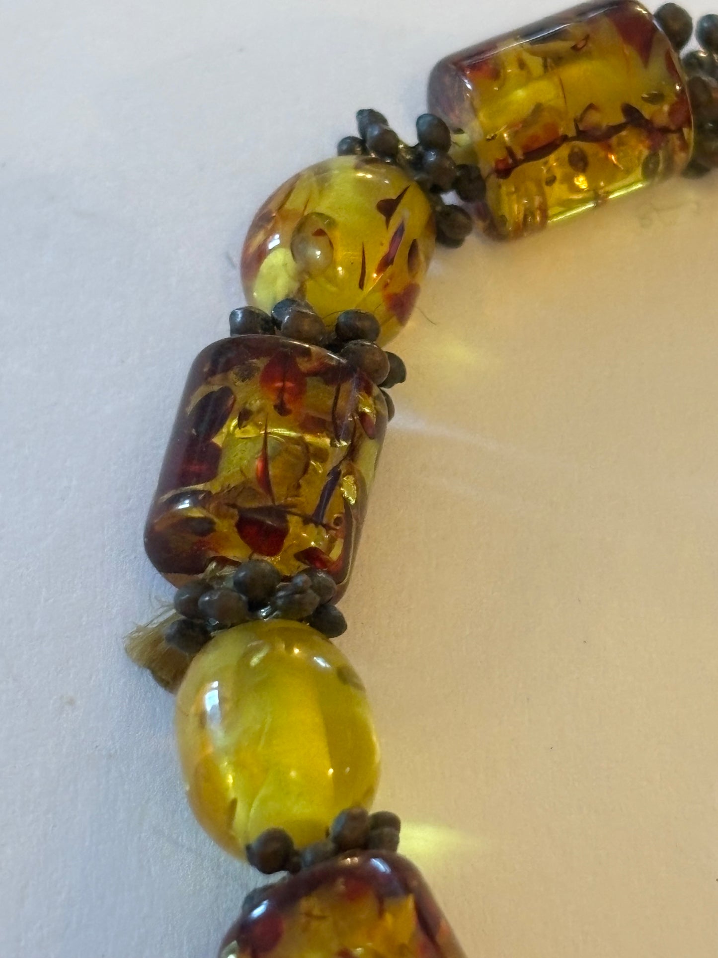 Yellow amber style stretch bead bracelet