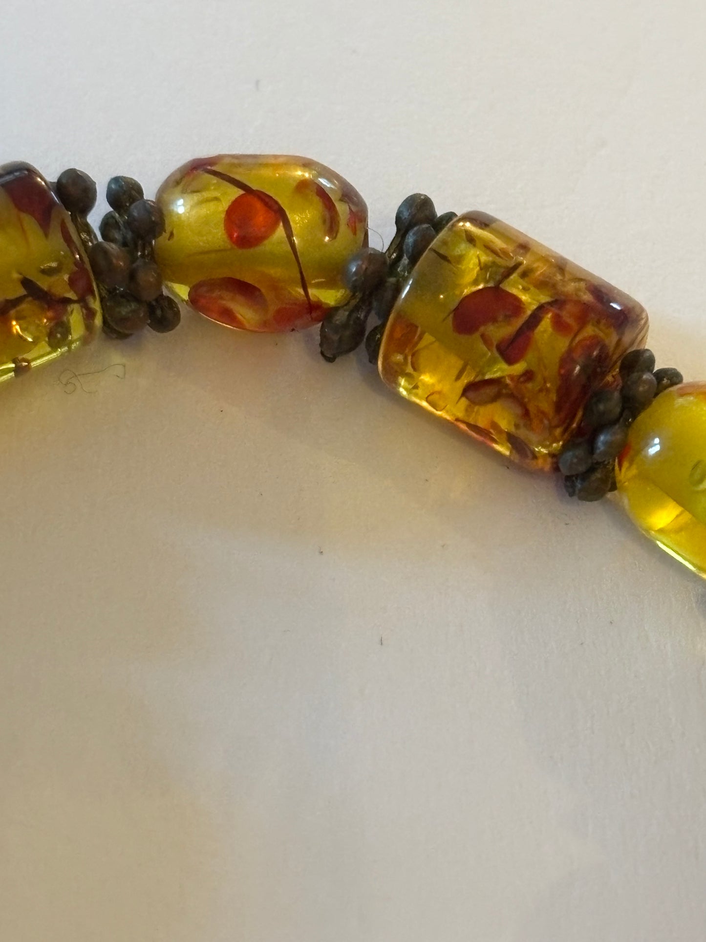 Yellow amber style stretch bead bracelet