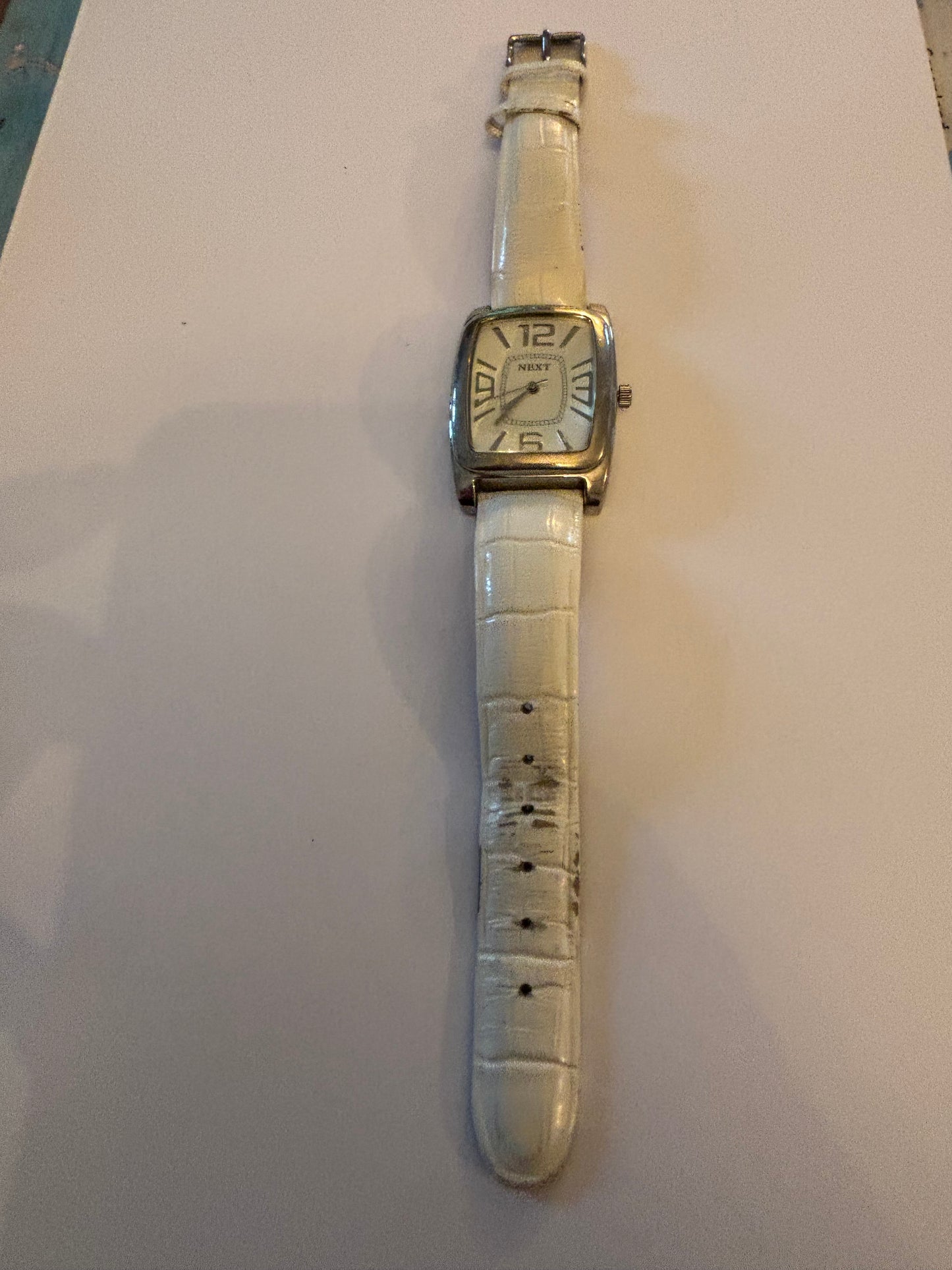 NEXT Square Silver White Strap Wristwatch - Untested