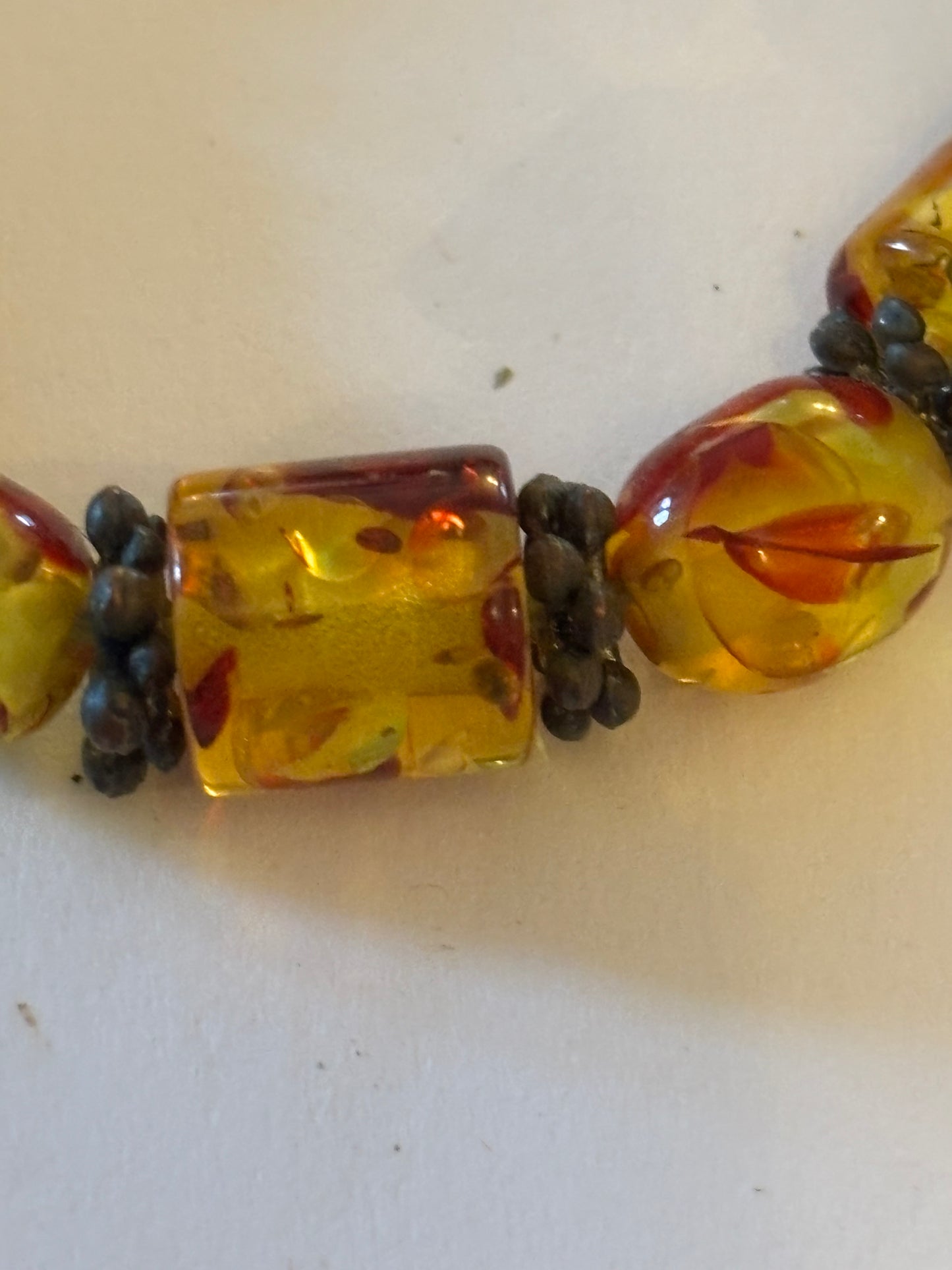 Yellow amber style stretch bead bracelet