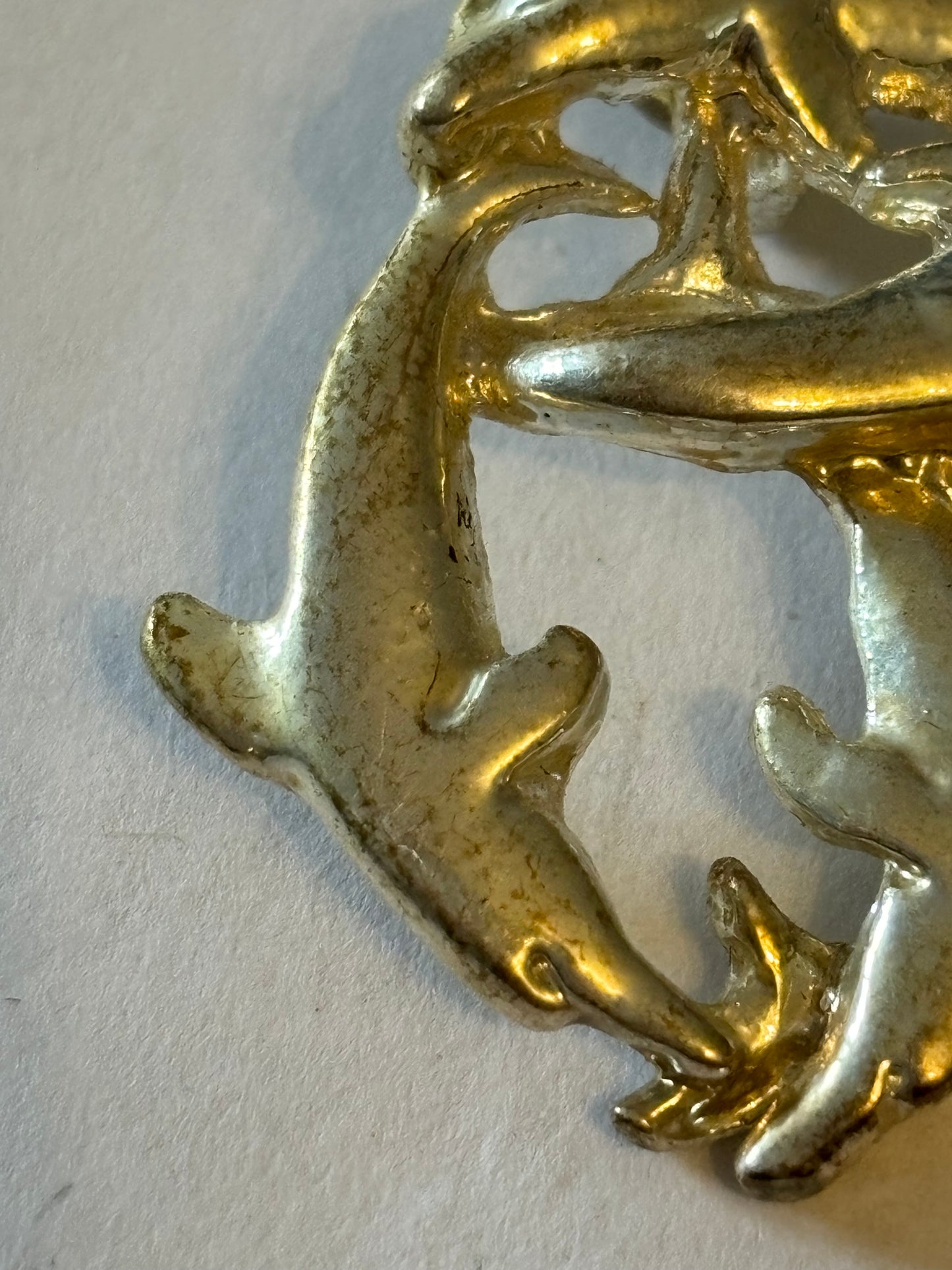 Silver Metal Pod of Dolphins Pendant