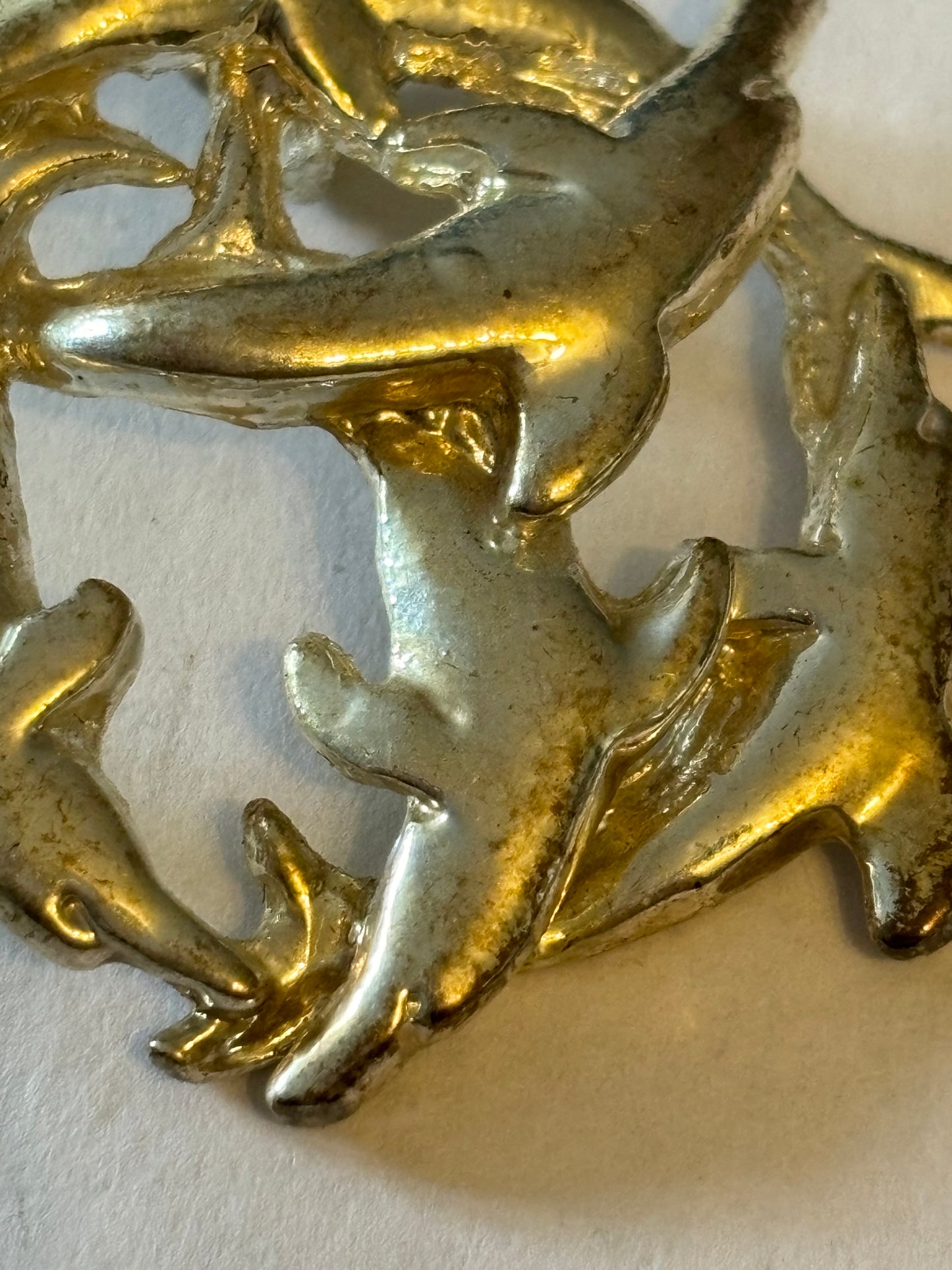 Silver Metal Pod of Dolphins Pendant