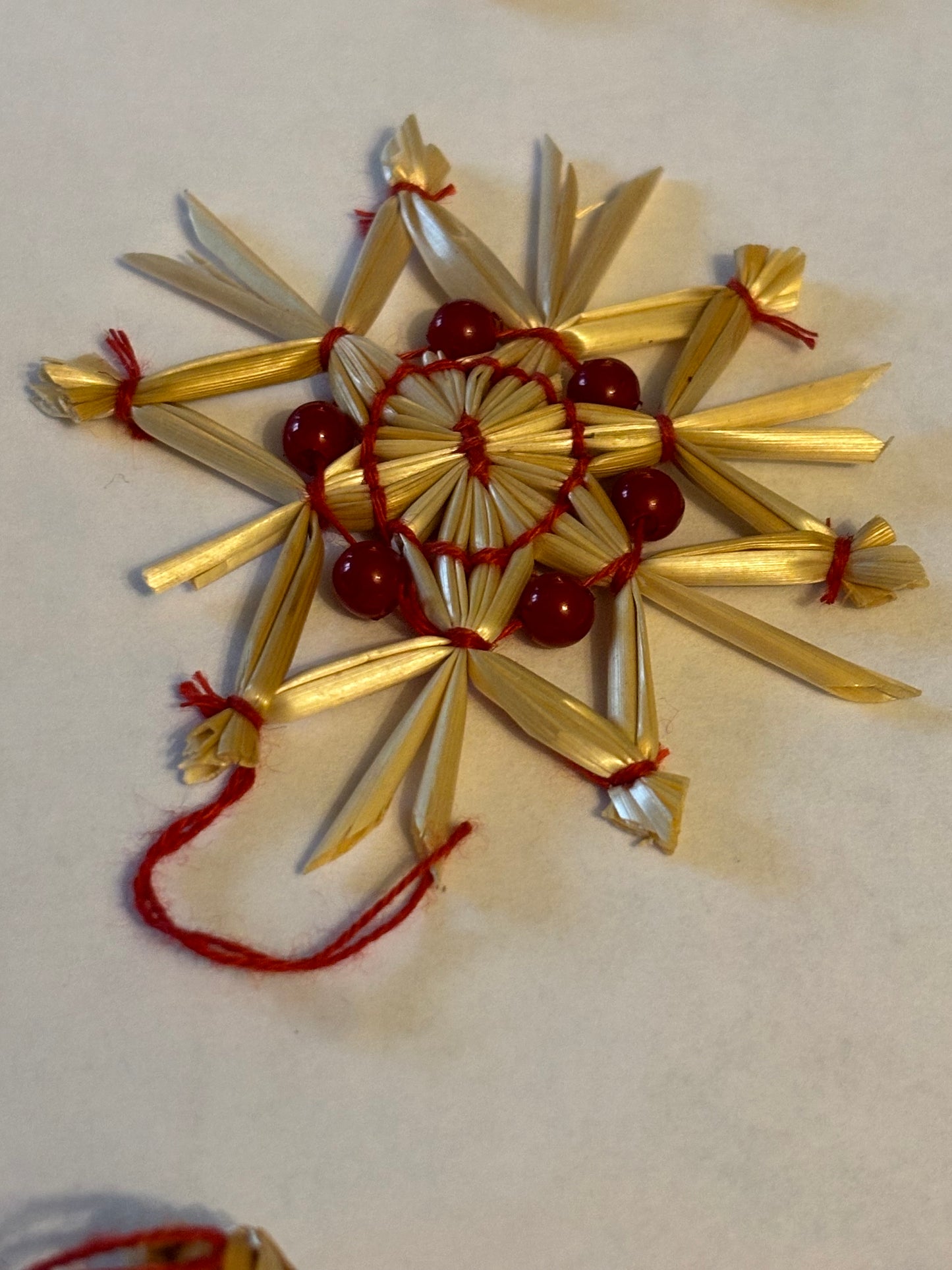 Hand tied straw Xmas decorations