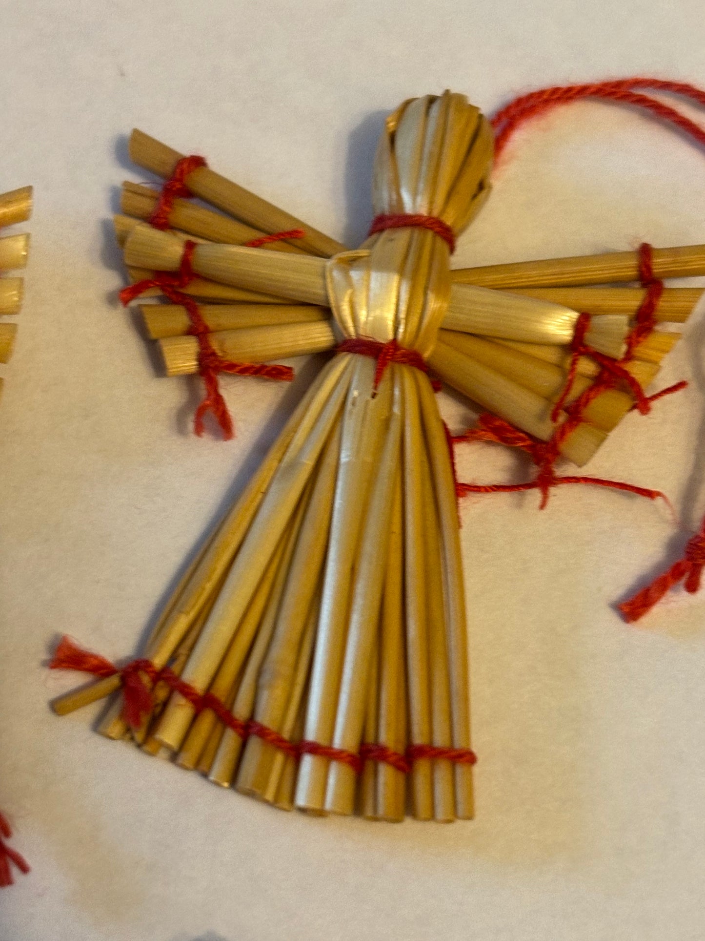 Hand tied straw Xmas decorations