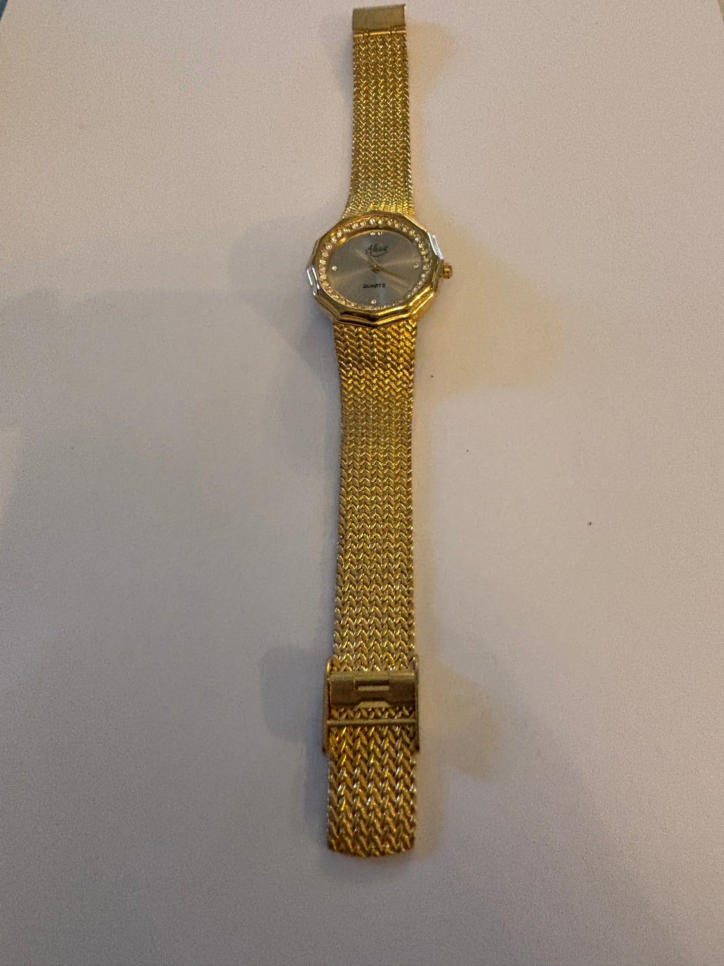 Alexis Paris - Gold & Jewelled Belt Strap Wristwatch - Untested