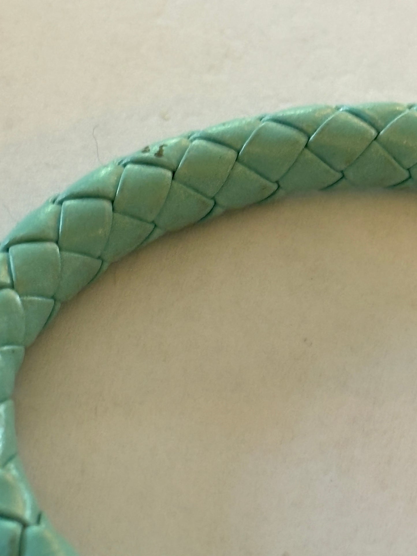 Turquoise Leather style rope bracelet with diamante magnet clasp