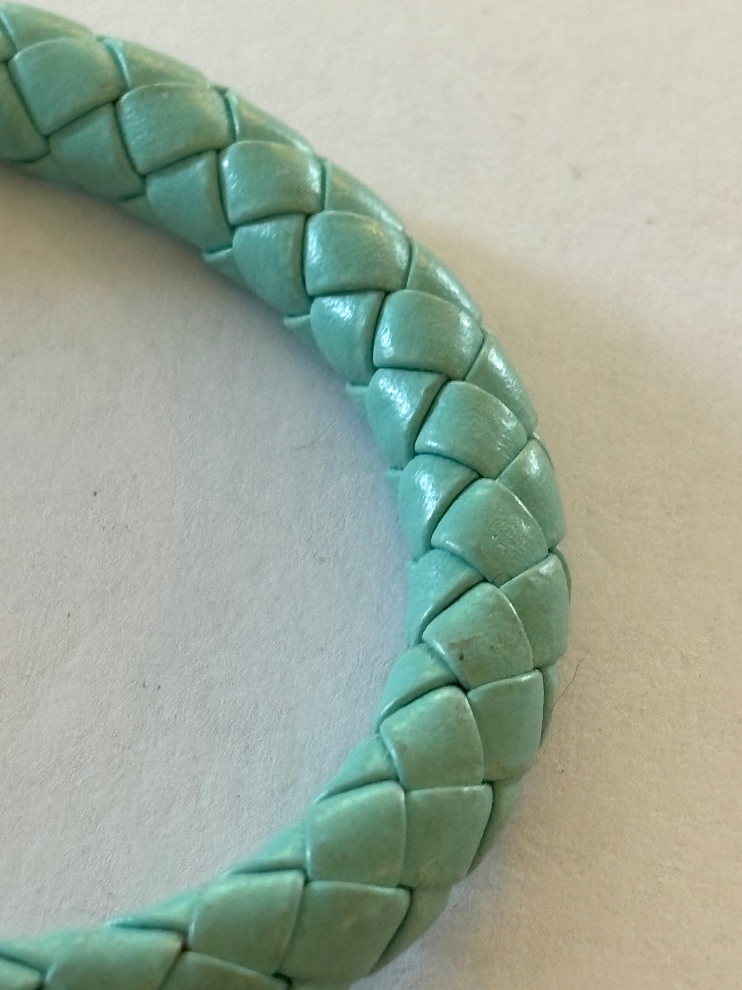 Turquoise Leather style rope bracelet with diamante magnet clasp