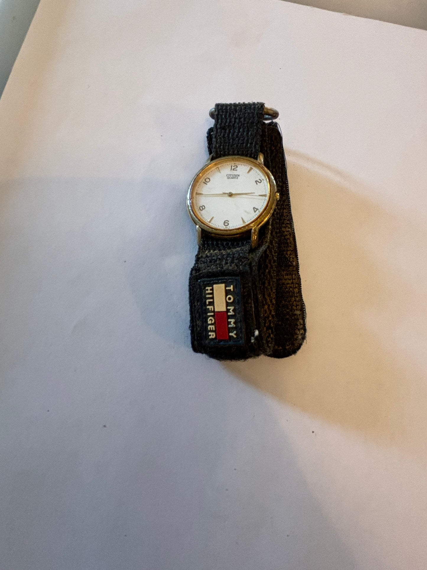 Citizen gold gents watch with Tommy Hilfiger canvas strap - Untested