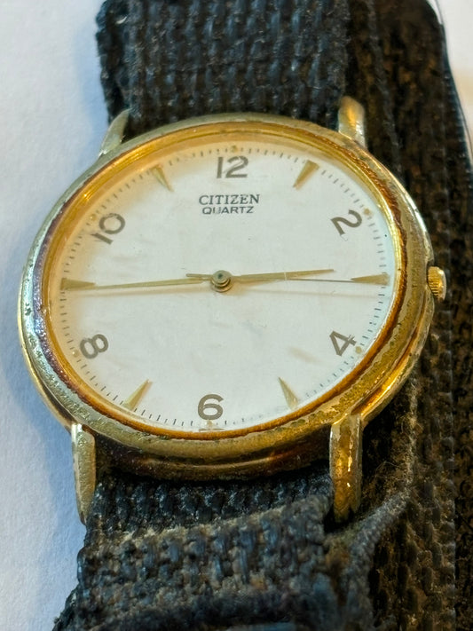 Citizen gold gents watch with Tommy Hilfiger canvas strap - Untested