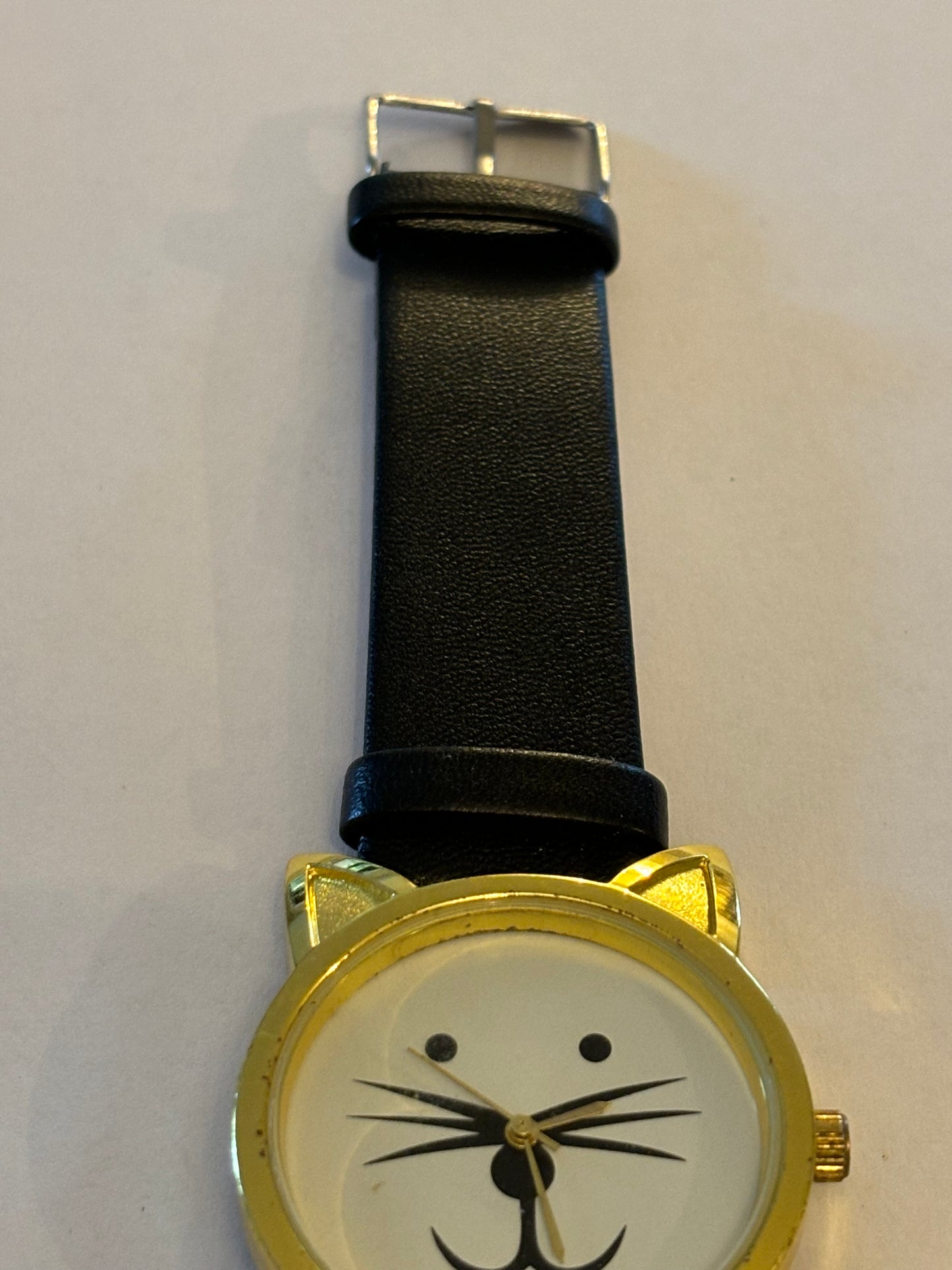 Large black and gold Cat watch - Untested