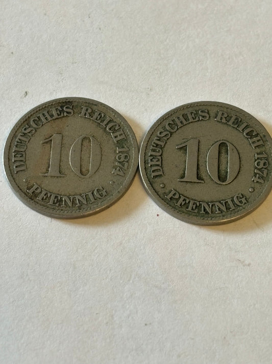 Germany 10 Pfennig 1874 x2