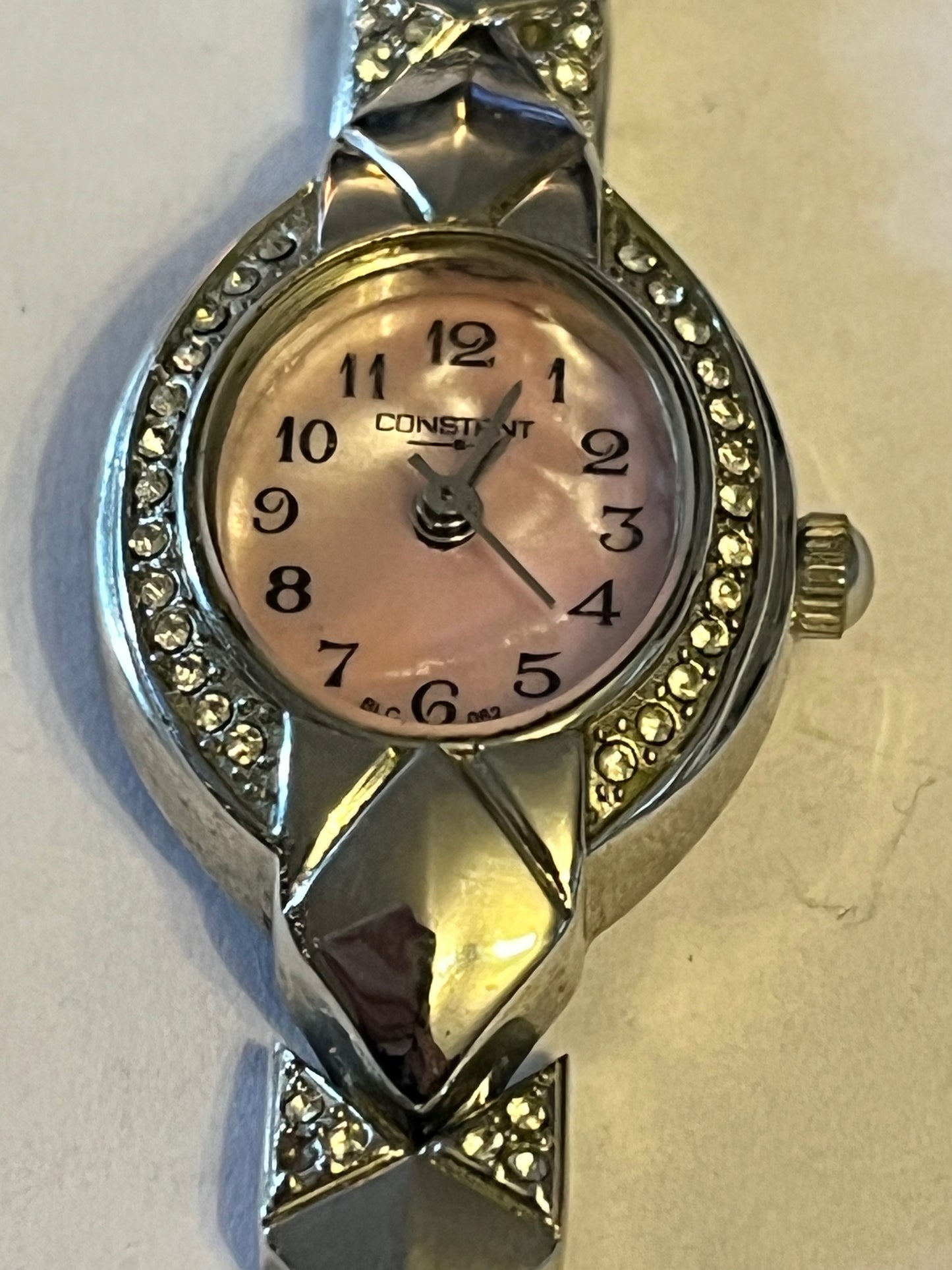 Constant - Silver jewelled ladies watch with pink dial - Untested