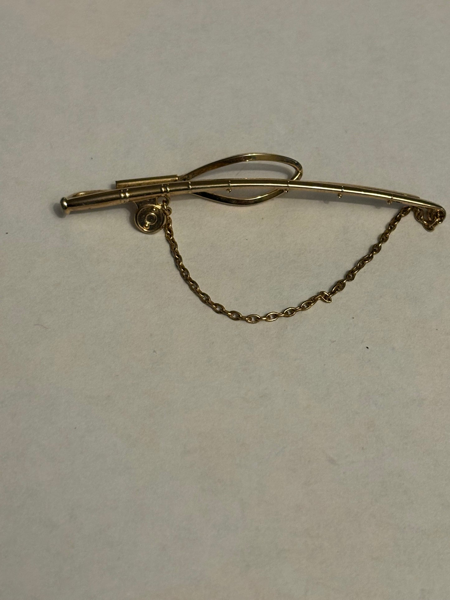 Gold Metal Fishing Rod Tie Clip