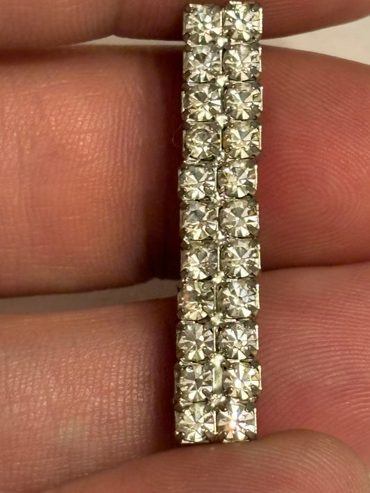 Double Row Diamante Bar Brooch