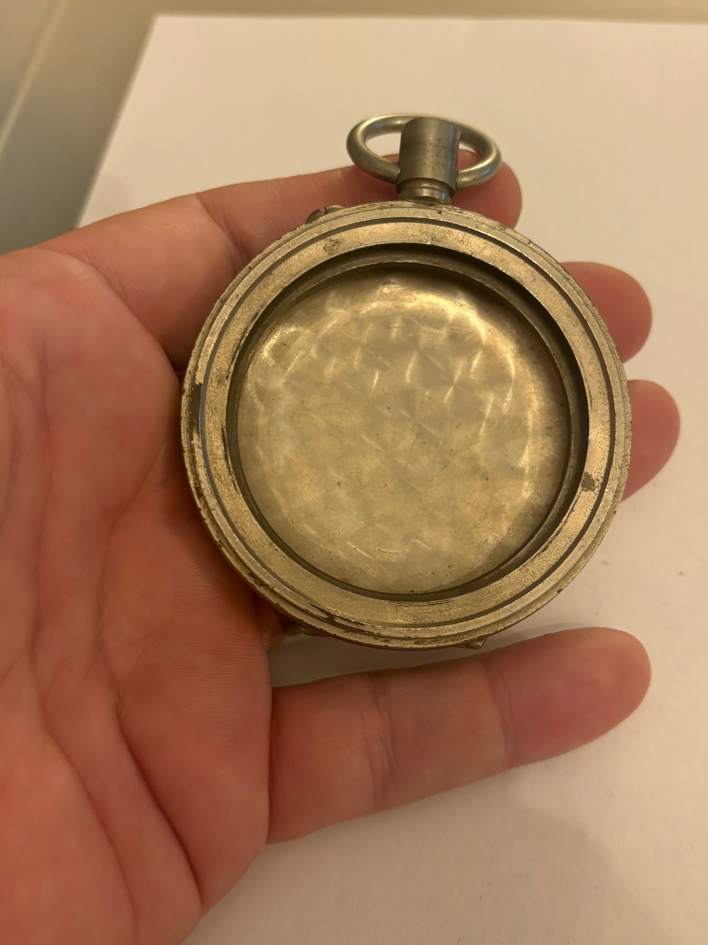 Very large silver metal pocket watch casing