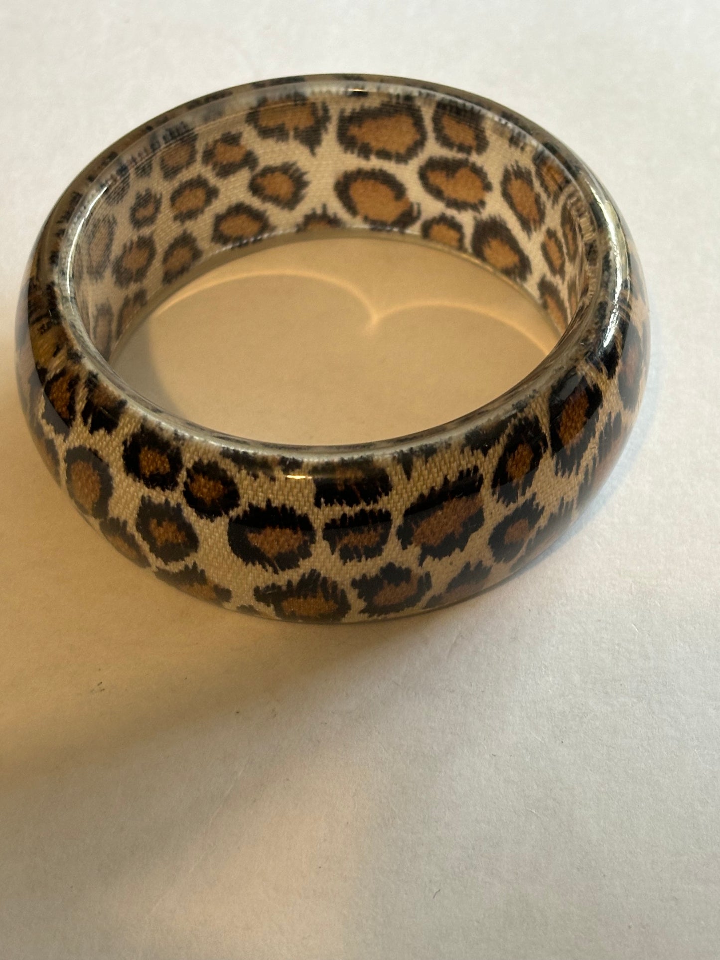 Large Leopard Print Thick Bangle