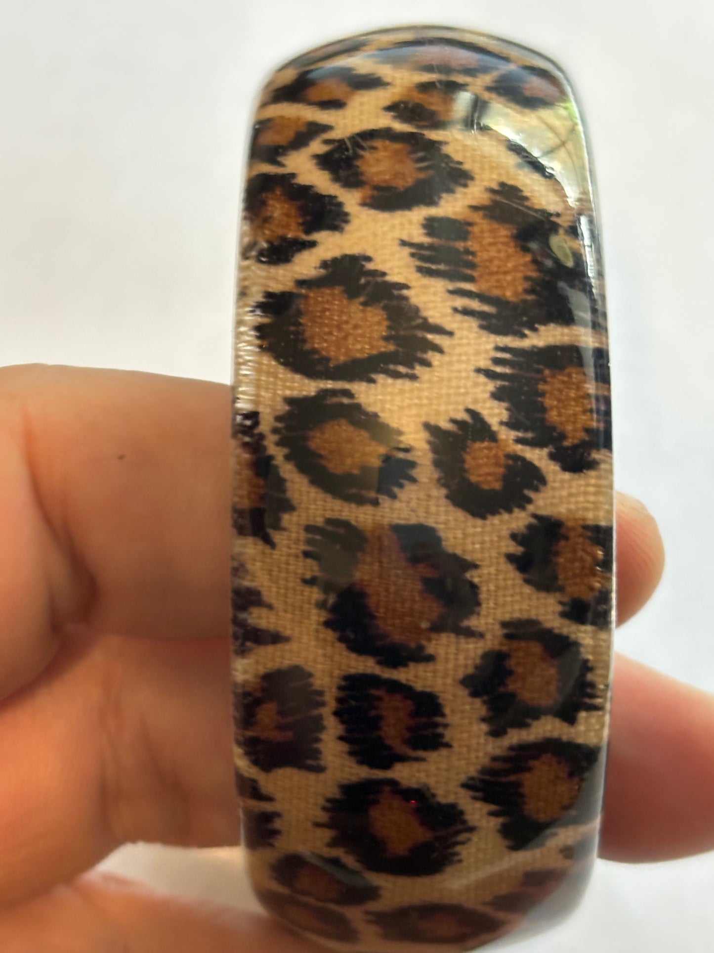 Large Leopard Print Thick Bangle