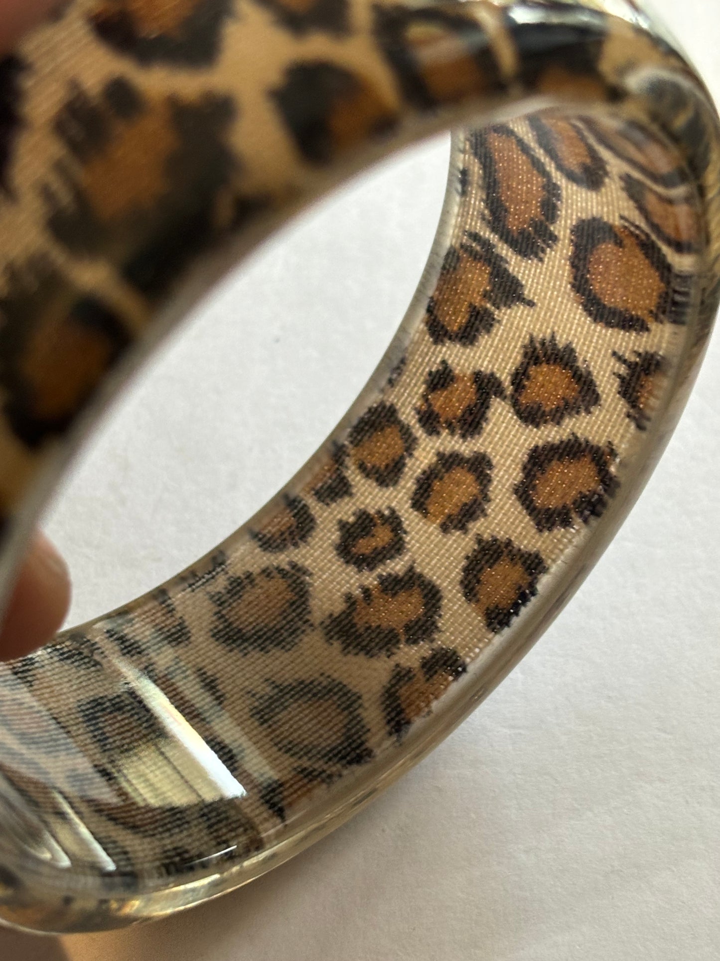 Large Leopard Print Thick Bangle