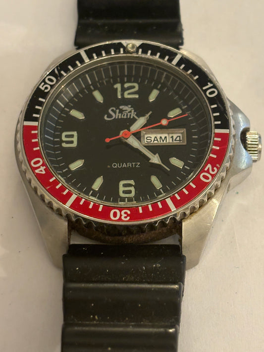 Shark - Silver, Black and Red Gents Chrono style watch - Untested