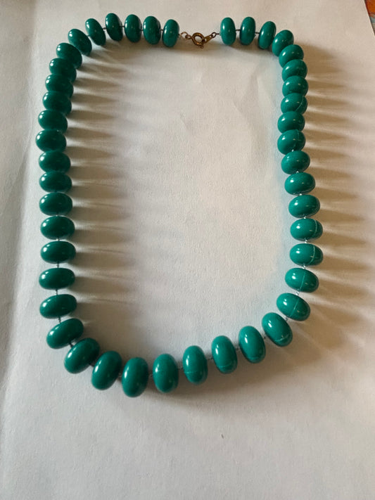 Turquoise Green Squashed Bead Necklace