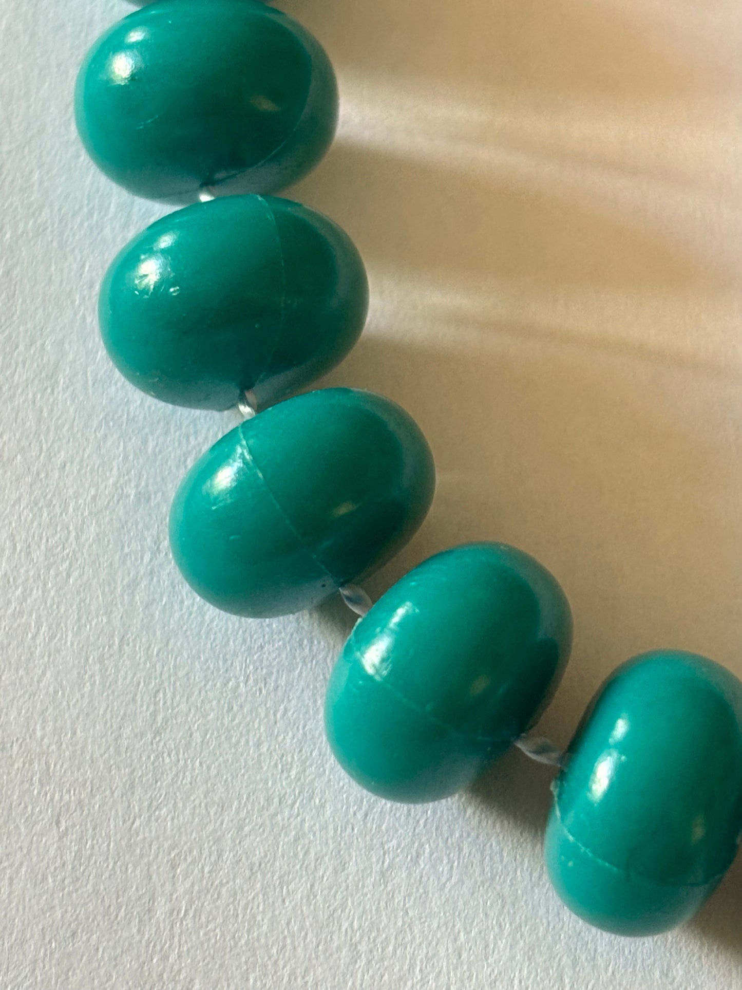 Turquoise Green Squashed Bead Necklace