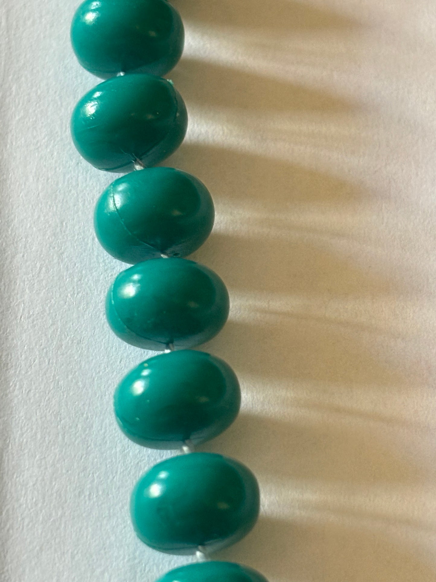 Turquoise Green Squashed Bead Necklace