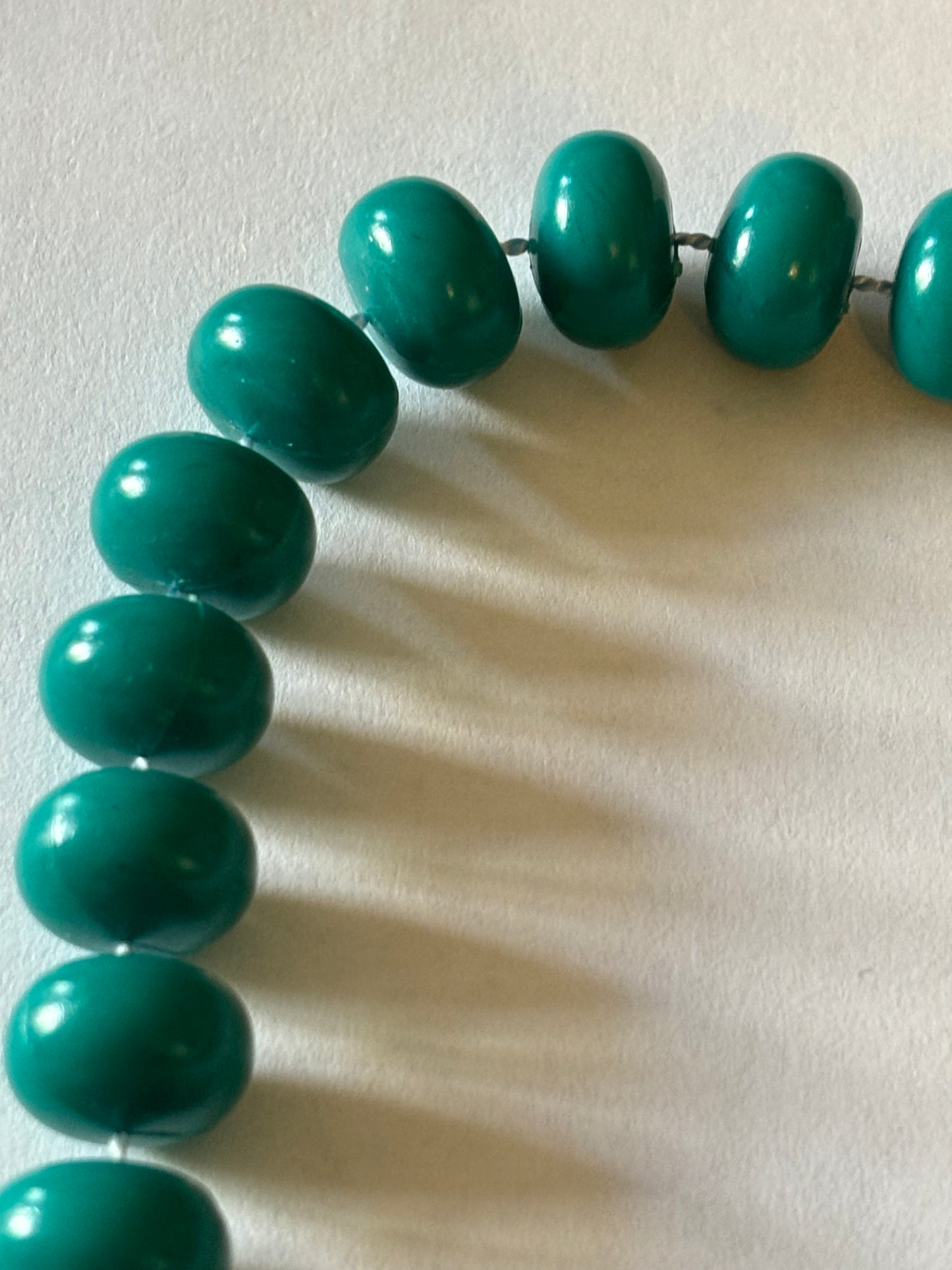 Turquoise Green Squashed Bead Necklace