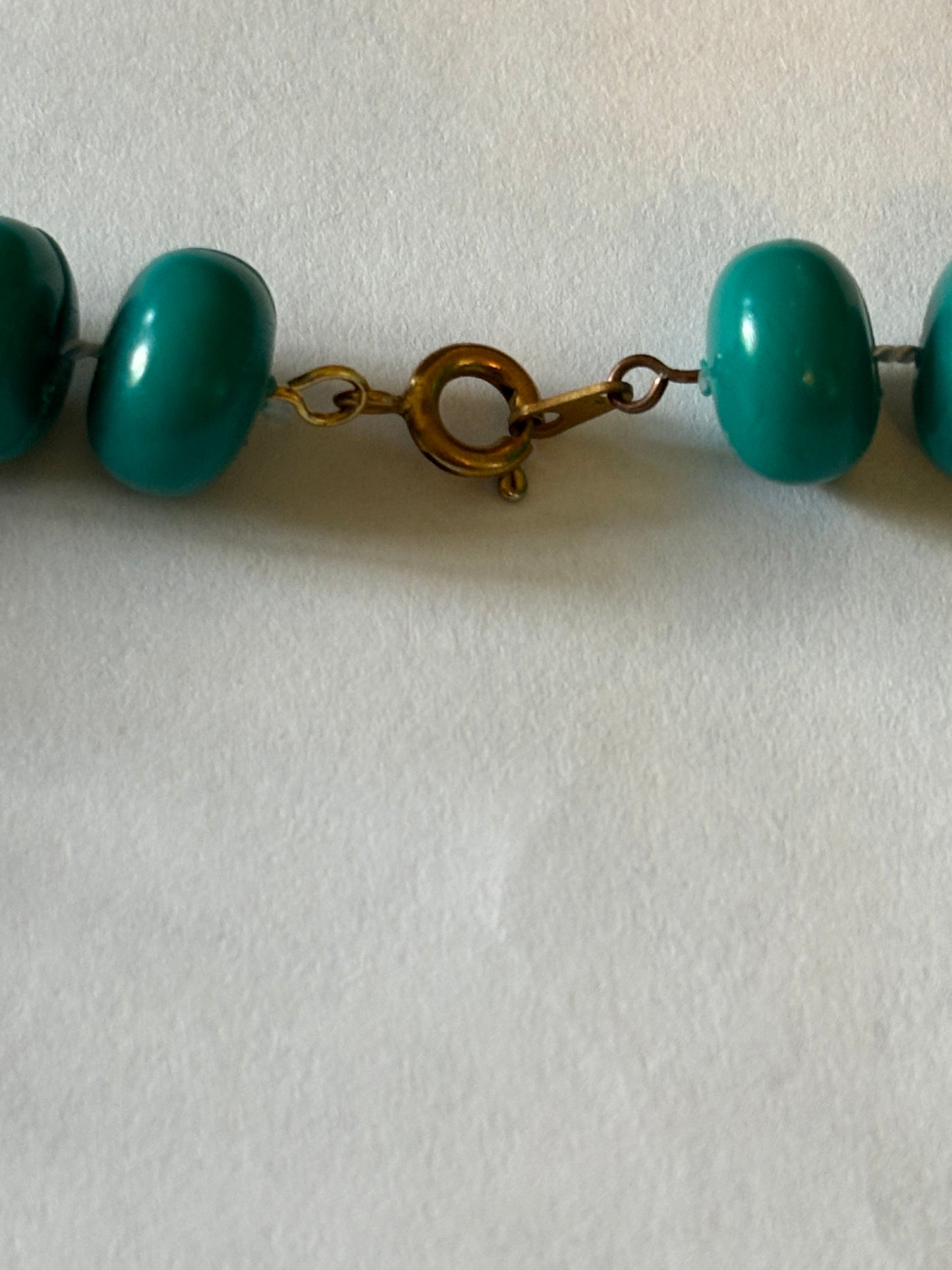 Turquoise Green Squashed Bead Necklace