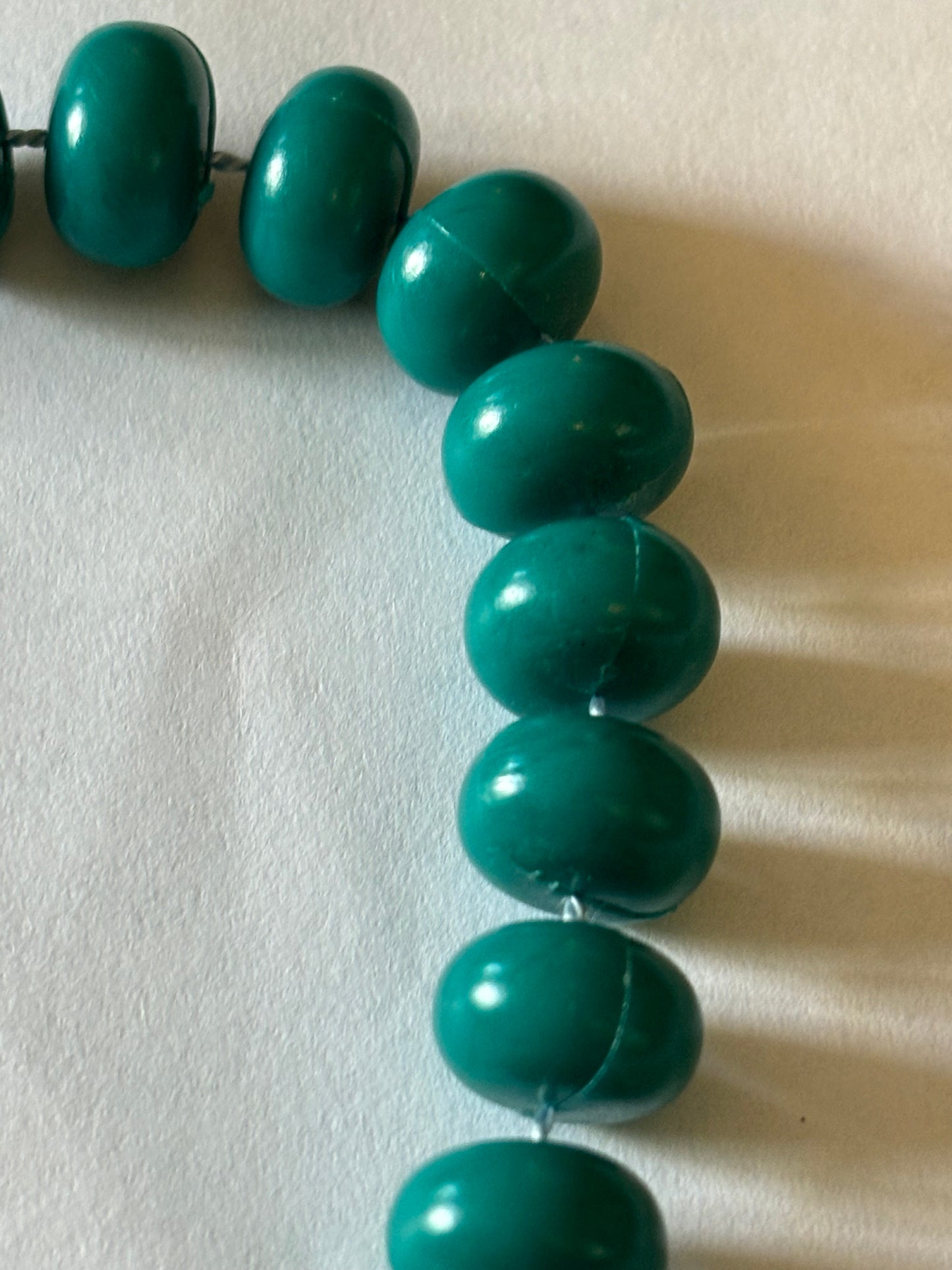 Turquoise Green Squashed Bead Necklace